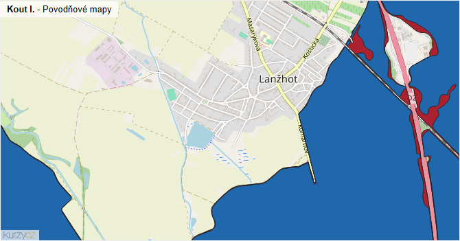 Kout I. - záplavové mapy stoleté vody