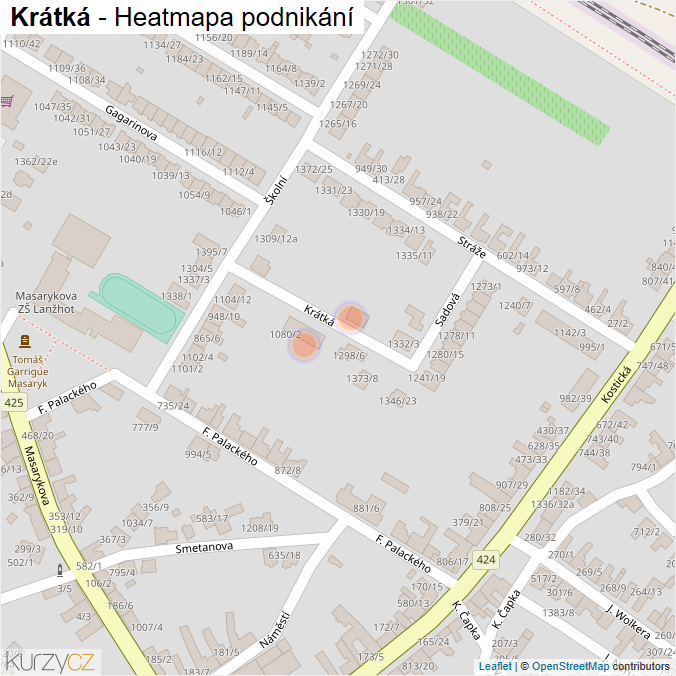 Mapa Krátká - Firmy v ulici.