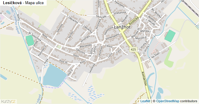 Lesíčková - mapa ulice