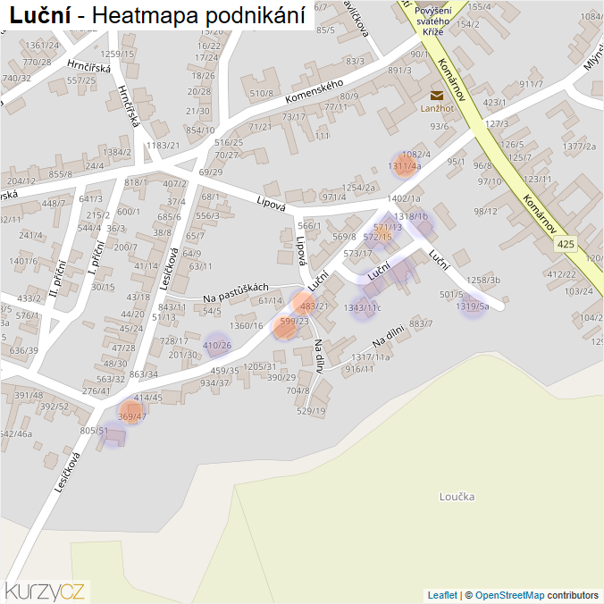 Mapa Luční - Firmy v ulici.