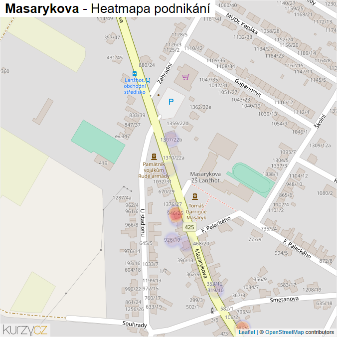 Mapa Masarykova - Firmy v ulici.