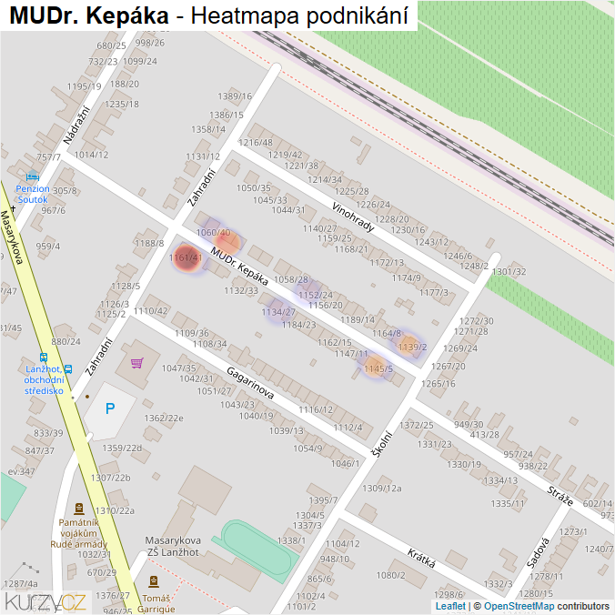 Mapa MUDr. Kepáka - Firmy v ulici.