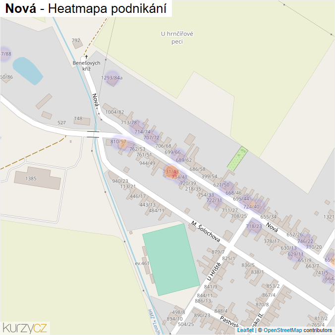 Mapa Nová - Firmy v ulici.