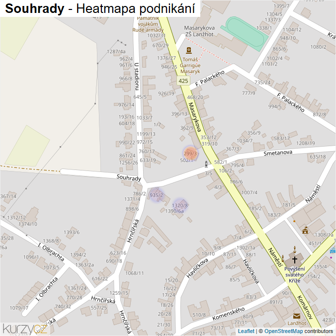 Mapa Souhrady - Firmy v ulici.