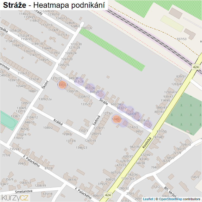 Mapa Stráže - Firmy v ulici.