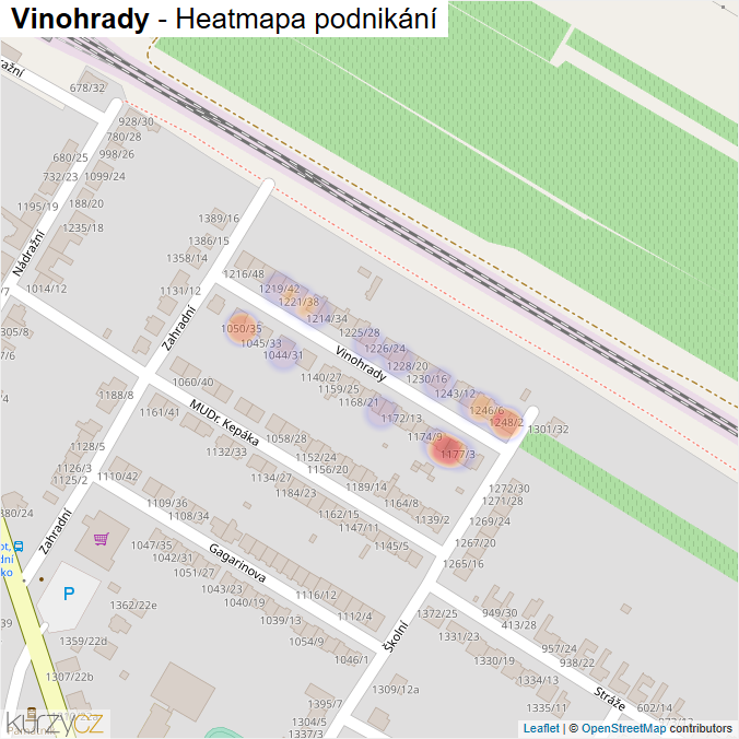Mapa Vinohrady - Firmy v ulici.