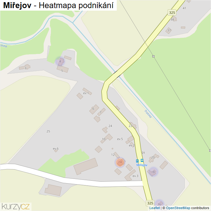 Mapa Miřejov - Firmy v části obce.