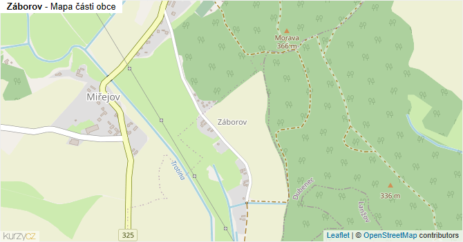 Záborov - mapa části obce