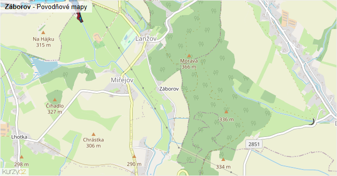 Záborov - záplavové mapy stoleté vody