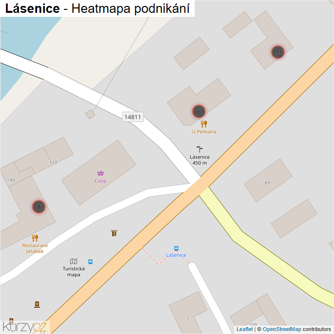Mapa Lásenice - Firmy v obci.