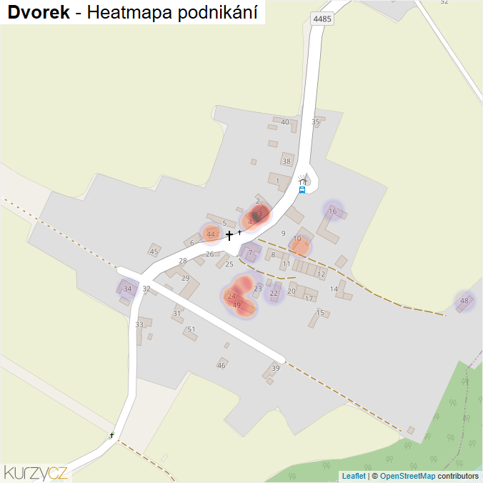 Mapa Dvorek - Firmy v části obce.
