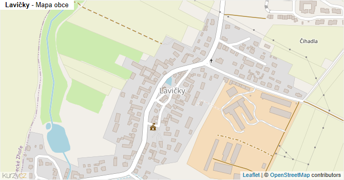 Lavičky - mapa obce