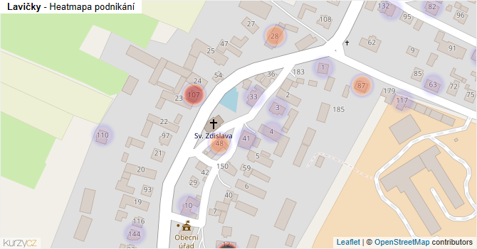 Lavičky - mapa podnikání