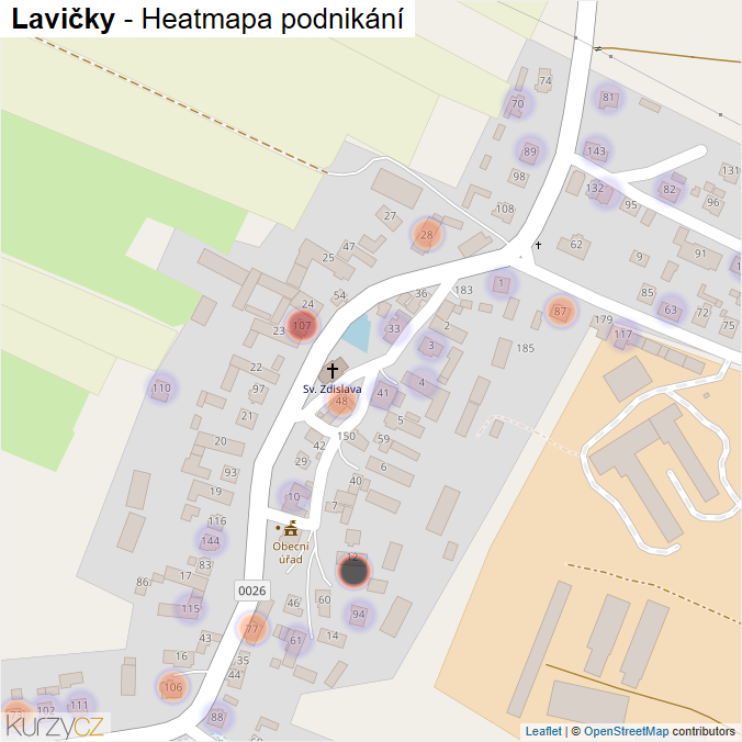 Mapa Lavičky - Firmy v části obce.
