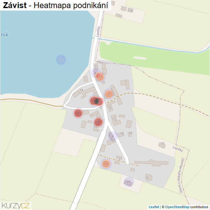 Mapa Závist - Firmy v části obce.