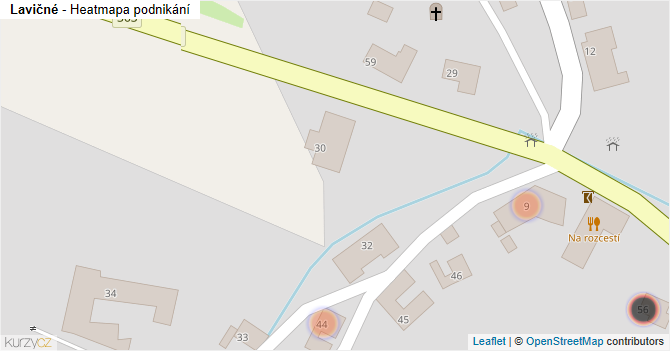 Lavičné - mapa podnikání