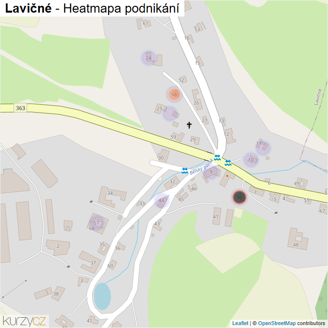 Mapa Lavičné - Firmy v části obce.