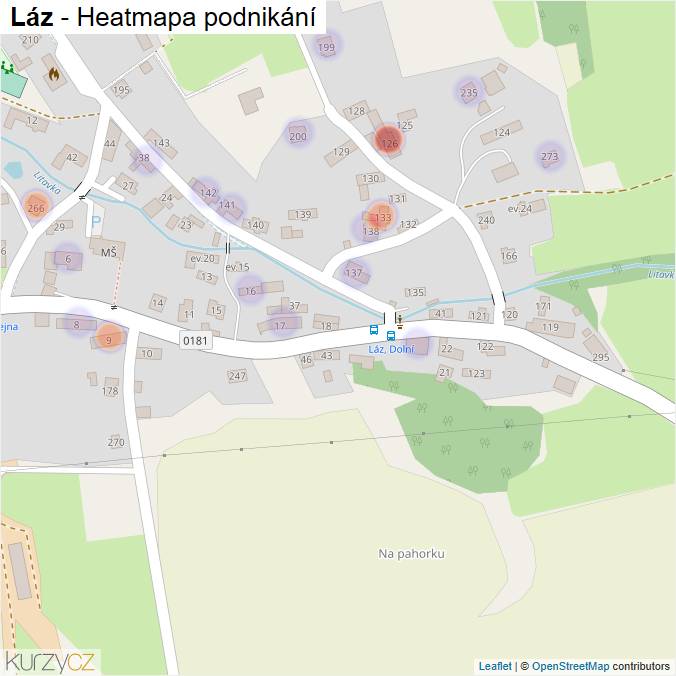 Mapa Láz - Firmy v části obce.