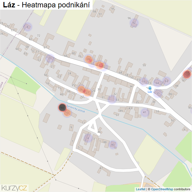 Mapa Láz - Firmy v části obce.