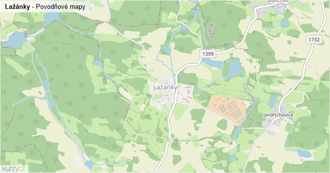 Lažánky - záplavové mapy stoleté vody