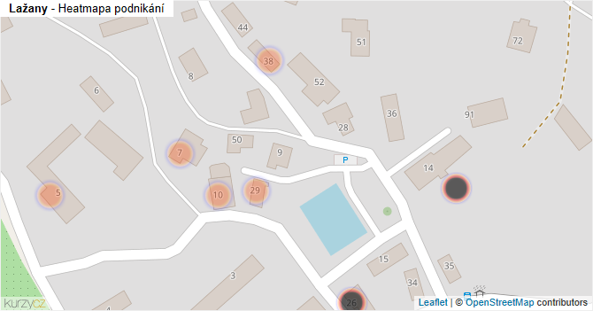 Lažany - mapa podnikání