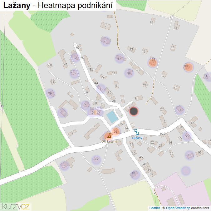 Mapa Lažany - Firmy v části obce.
