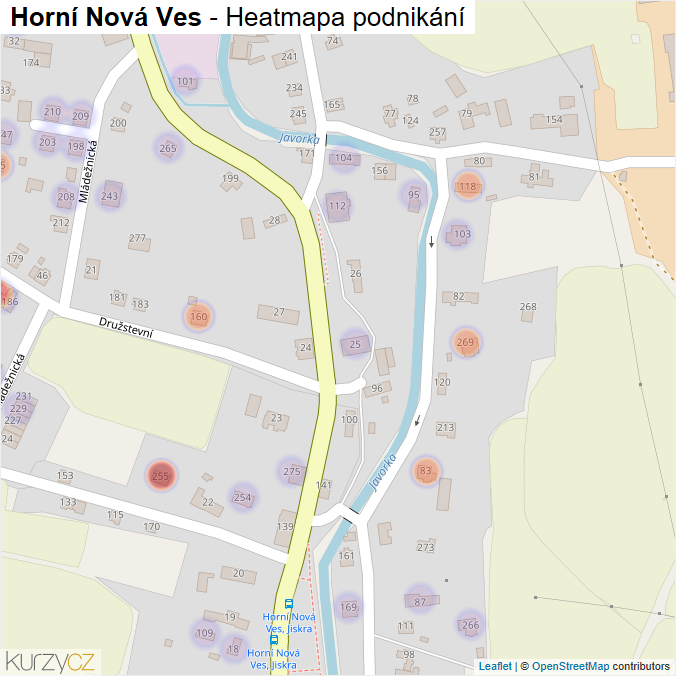 Mapa Horní Nová Ves - Firmy v části obce.