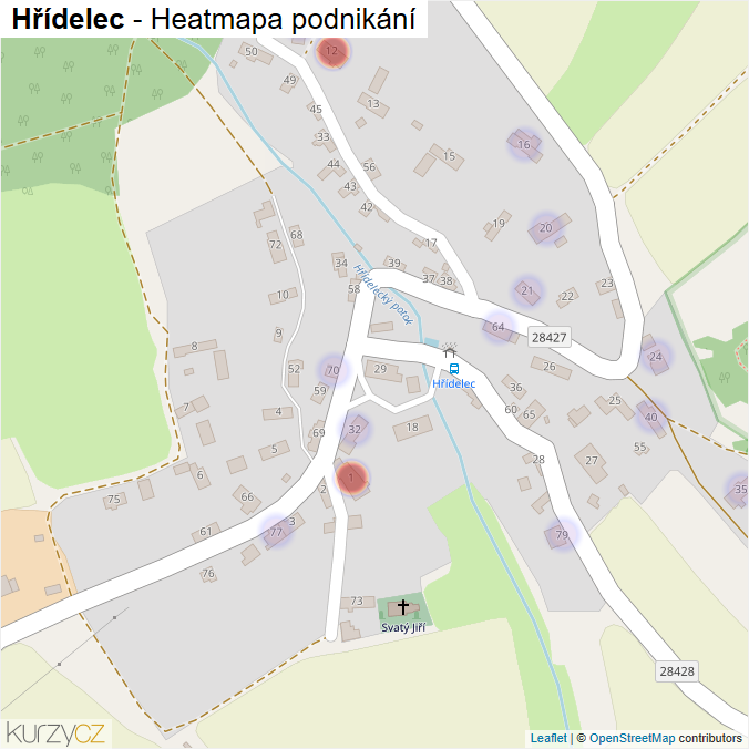 Mapa Hřídelec - Firmy v části obce.