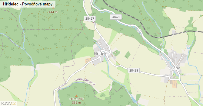Hřídelec - záplavové mapy stoleté vody