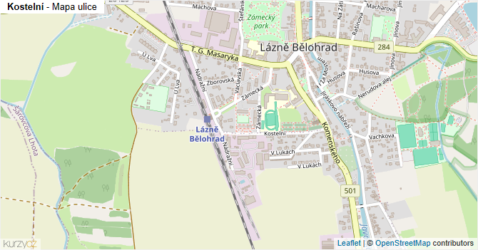 Kostelní - mapa ulice