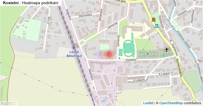 Kostelní - mapa podnikání
