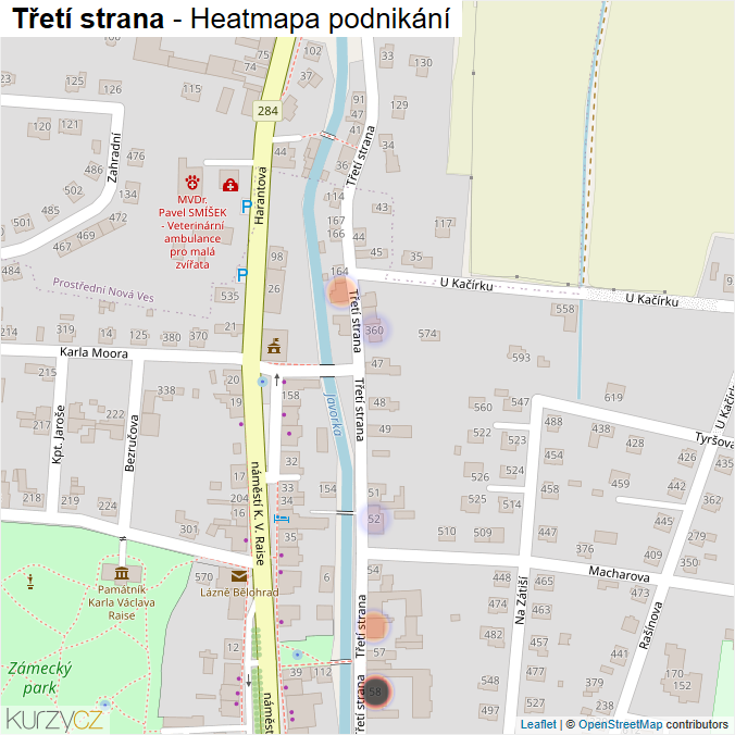 Mapa Třetí strana - Firmy v ulici.