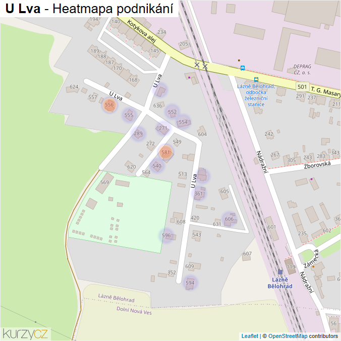 Mapa U Lva - Firmy v ulici.