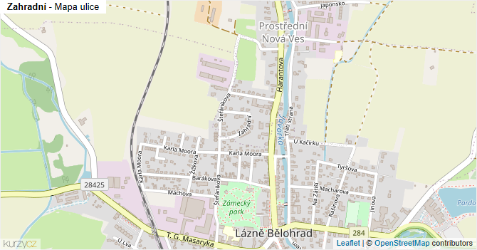 Zahradní - mapa ulice