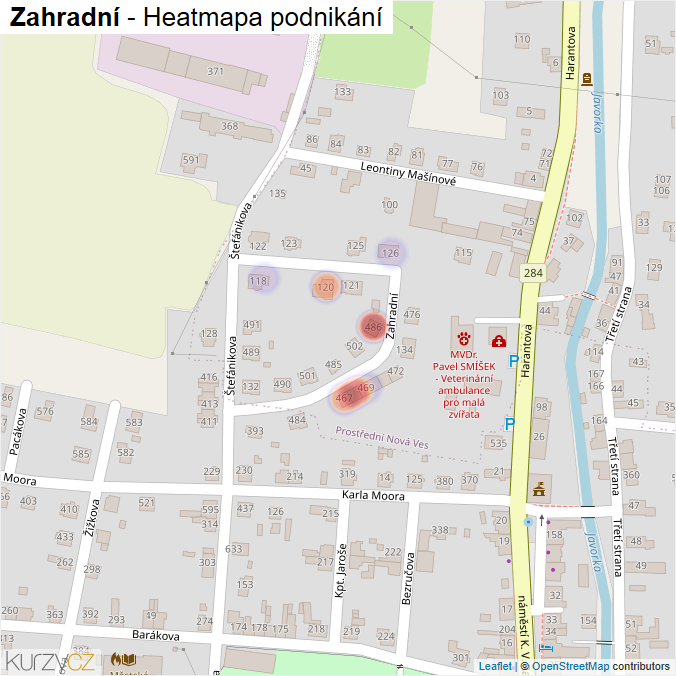 Mapa Zahradní - Firmy v ulici.