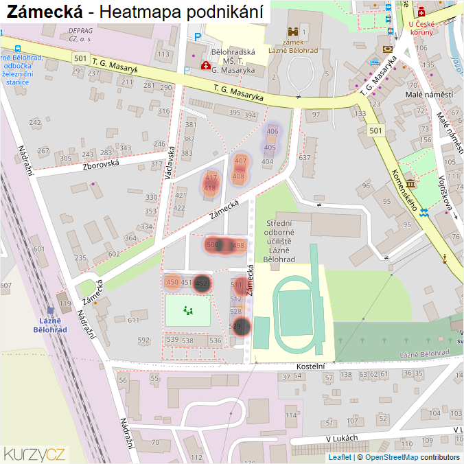 Mapa Zámecká - Firmy v ulici.