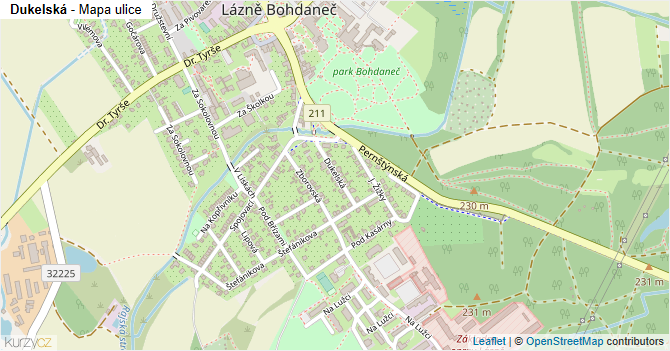 Dukelská - mapa ulice