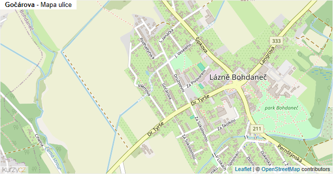 Gočárova - mapa ulice