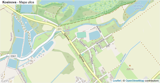 Kosinova - mapa ulice