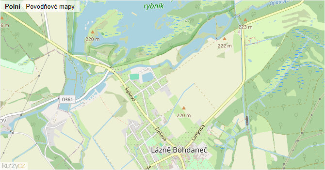 Polní - záplavové mapy stoleté vody