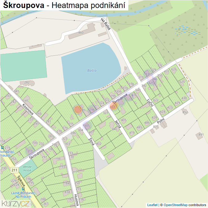 Mapa Škroupova - Firmy v ulici.