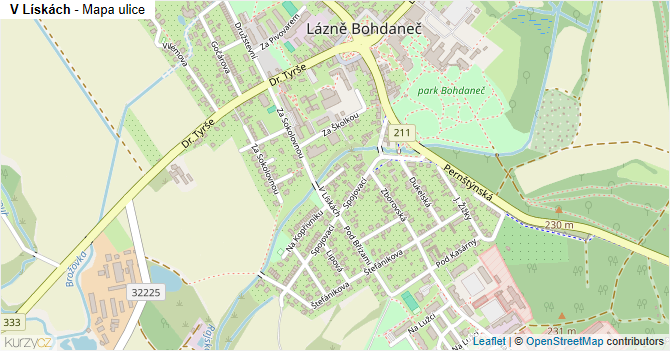 V Lískách - mapa ulice