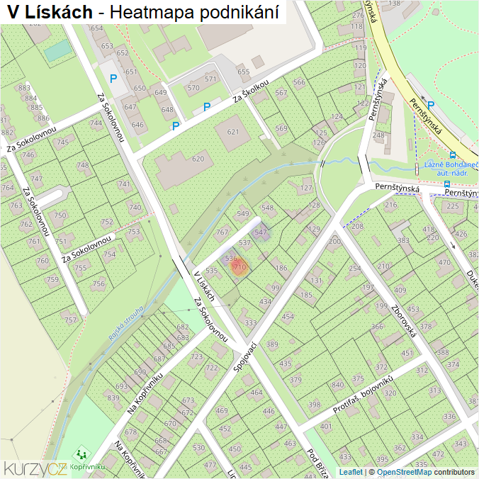 Mapa V Lískách - Firmy v ulici.