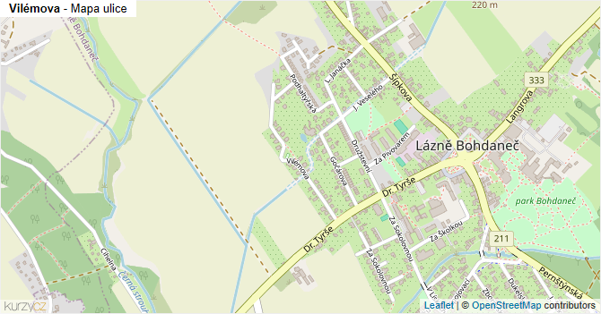 Vilémova - mapa ulice