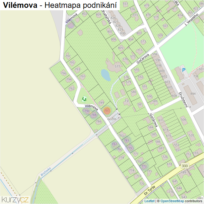 Mapa Vilémova - Firmy v ulici.