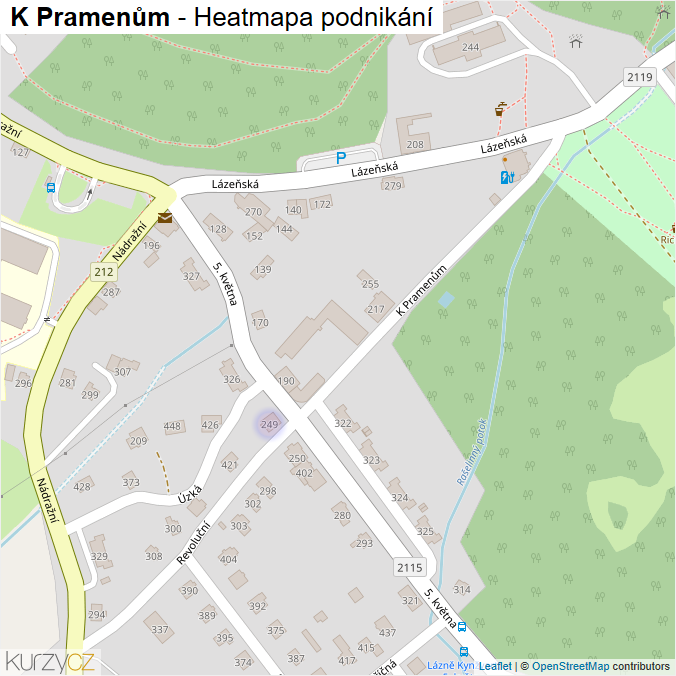 Mapa K Pramenům - Firmy v ulici.