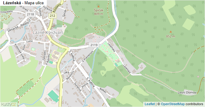 Lázeňská - mapa ulice