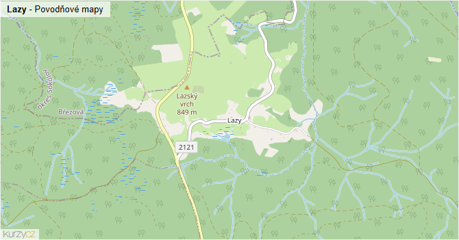 Lazy - záplavové mapy stoleté vody
