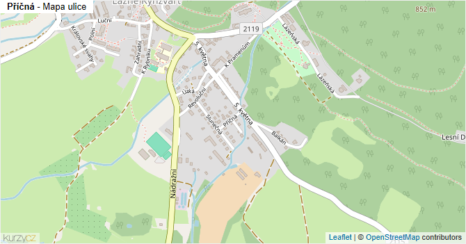 Příčná - mapa ulice