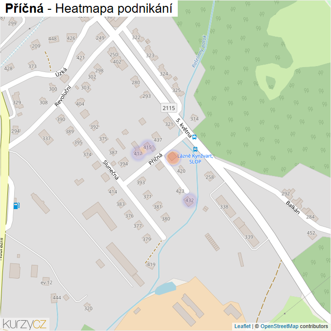 Mapa Příčná - Firmy v ulici.